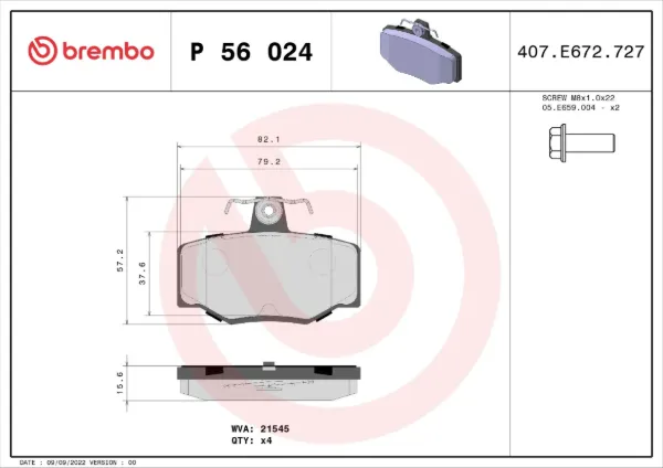 Задние тормозные колодки P56024 Brembo