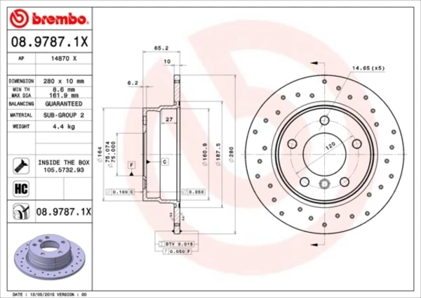 Тормозные диски 0897871X Brembo