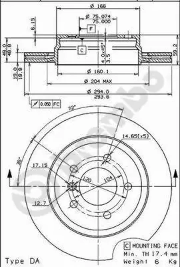 Передние тормозные диски 09772011 Brembo