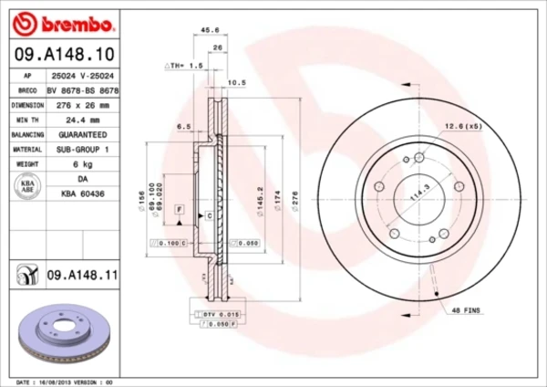 Диск тормозной передний BREMBO 09A14811