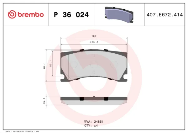Задние тормозные колодки P36024 Brembo