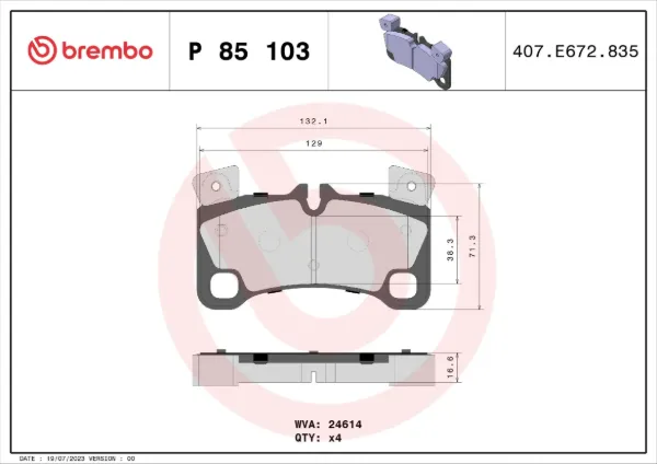 Задние тормозные колодки P85103 Brembo