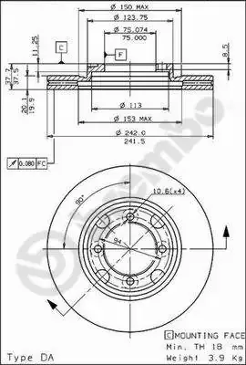 Передние тормозные диски 09565410 Brembo