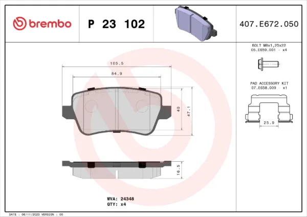 Задние тормозные колодки P23102 Brembo