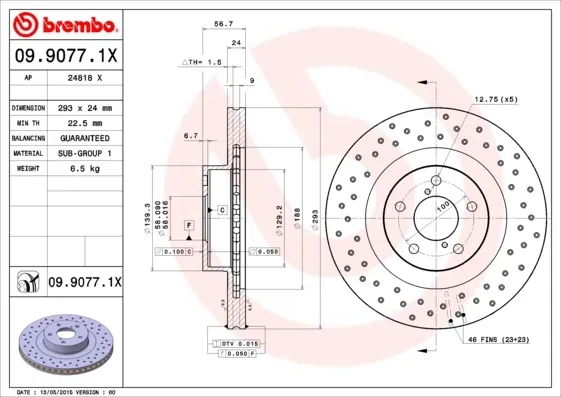Передние тормозные диски 0990771X Brembo