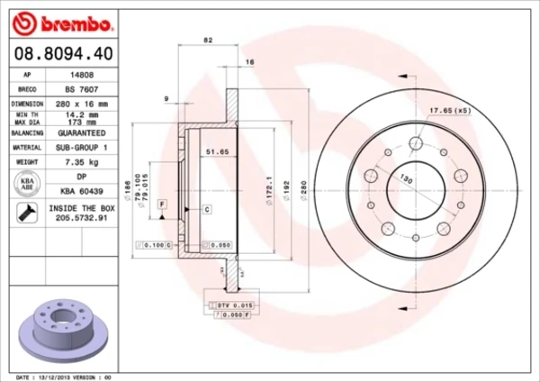 Тормозные диски 08809440 Brembo