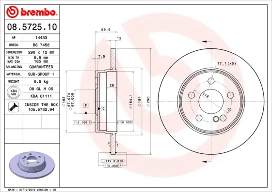 Тормозные диски 08572510 Brembo