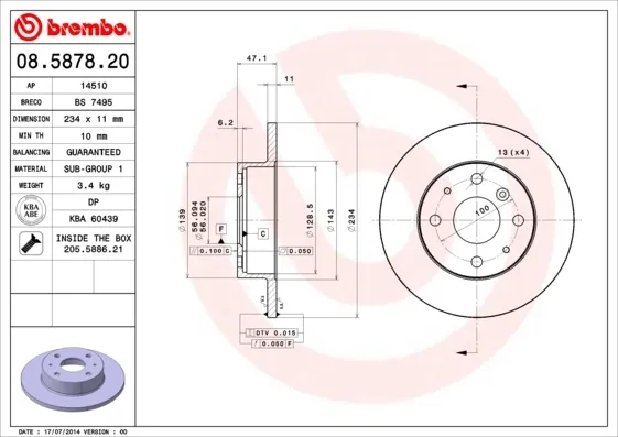 Передние тормозные диски DI604 Ashika