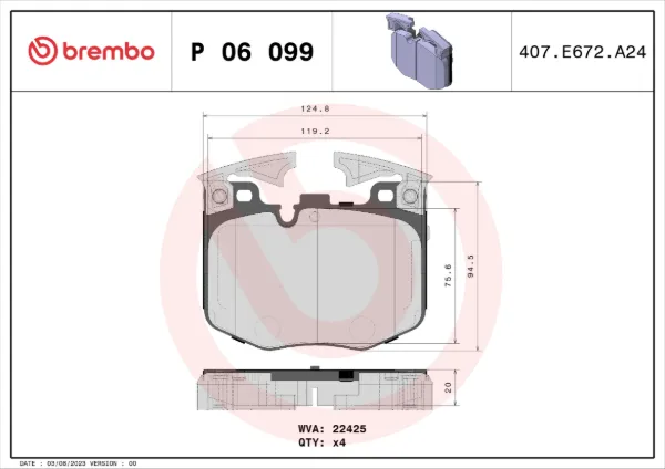 Передние тормозные колодки P06099 Brembo