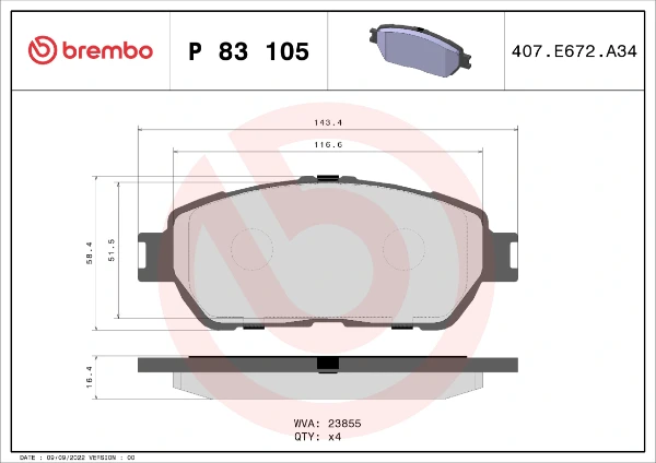 Передние тормозные колодки P83105 Brembo