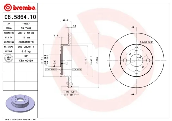 Передние тормозные диски 08586410 Brembo