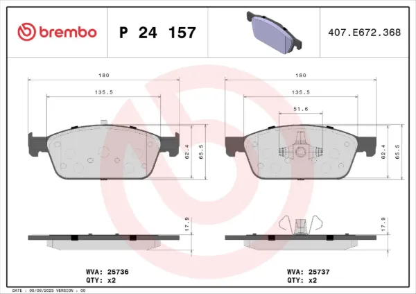 Передние тормозные колодки P24157 Brembo