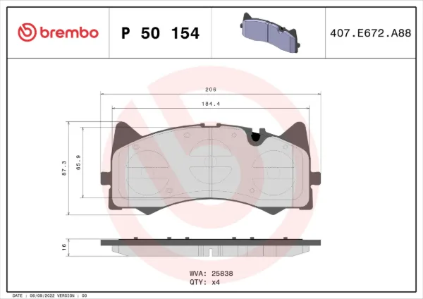 Передние тормозные колодки P50154 Brembo