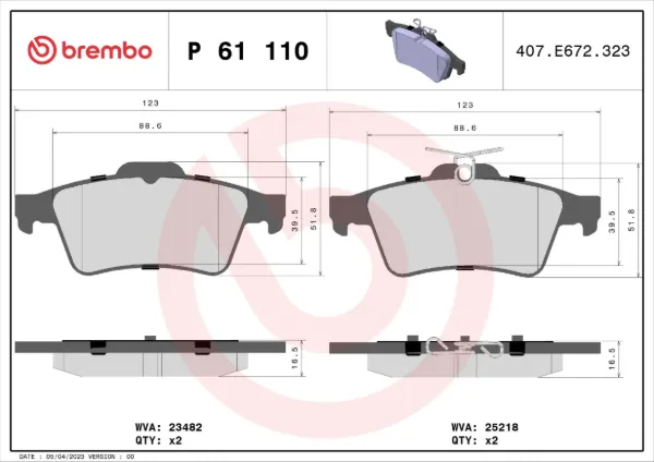 Задние тормозные колодки P61110 Brembo