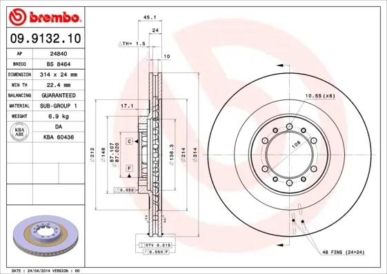 Передние тормозные диски 09913210 Brembo
