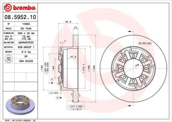 Тормозные диски 08595210 Brembo