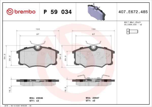 Передние тормозные колодки P59034 Brembo