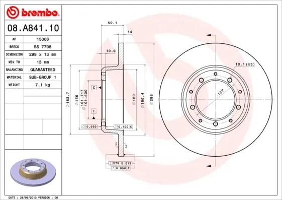 Тормозные диски 08A84110 Brembo
