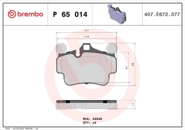 Передние тормозные колодки P65014 Brembo