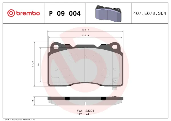 Передние тормозные колодки P09004 Brembo