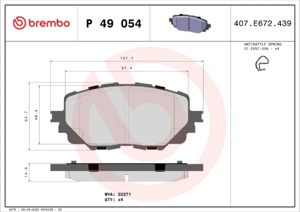 Передние тормозные колодки P49054 Brembo