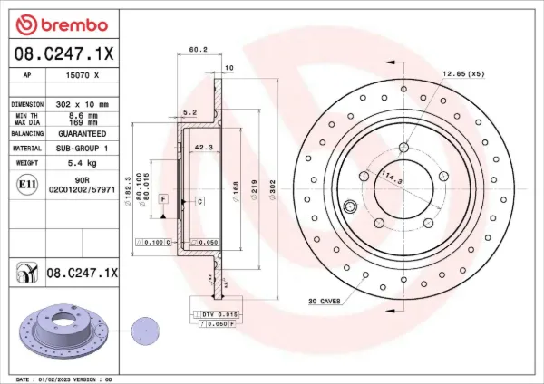 Тормозные диски 08C2471X Brembo