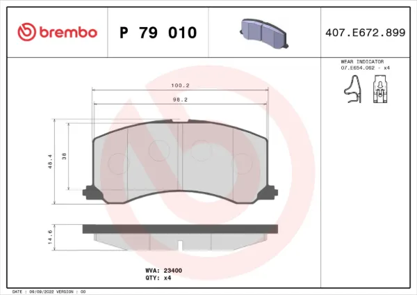 Передние тормозные колодки P79010 Brembo