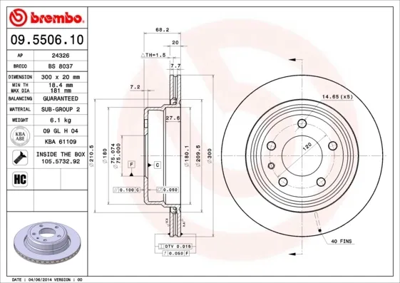 Тормозные диски 09550610 Brembo