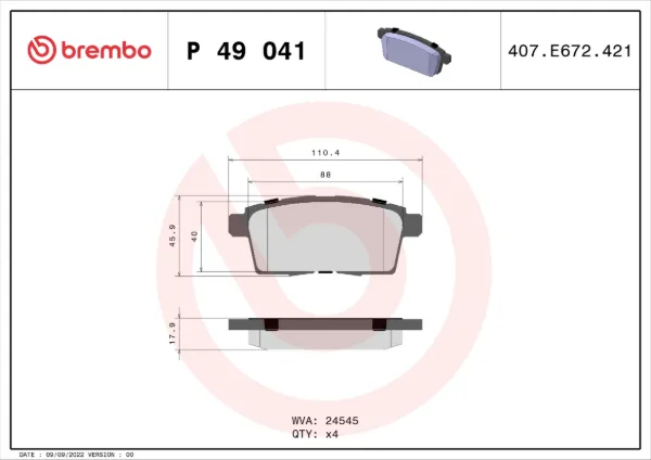 Задние тормозные колодки P49041 Brembo