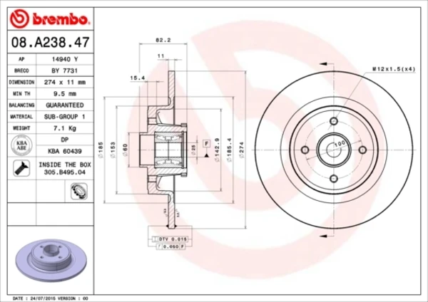 Тормозные диски 08A23847 Brembo