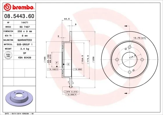 Тормозные диски 08544360 Brembo