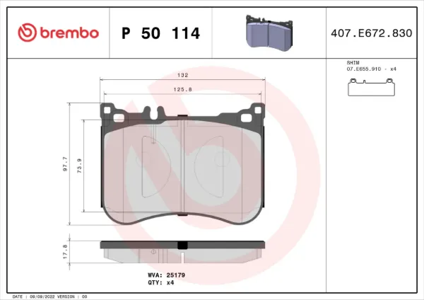 Передние тормозные колодки P50114 Brembo