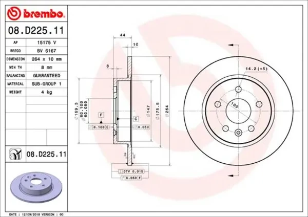 Тормозные диски 08D22511 Brembo