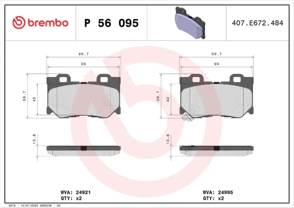Задние тормозные колодки P56095 Brembo