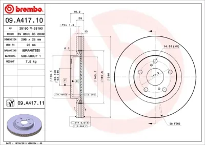 Диск тормозной передний BREMBO 09A41711