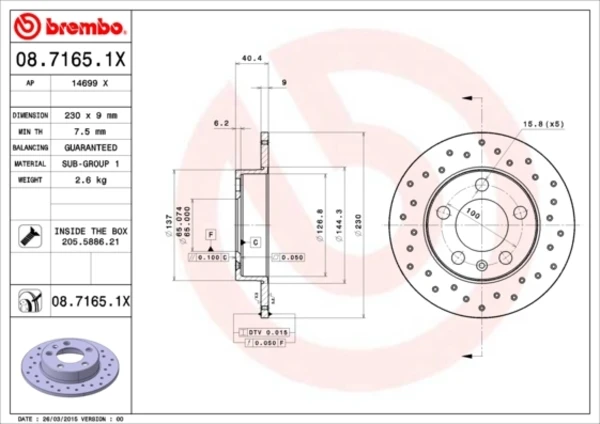 Тормозные диски 0871651X Brembo