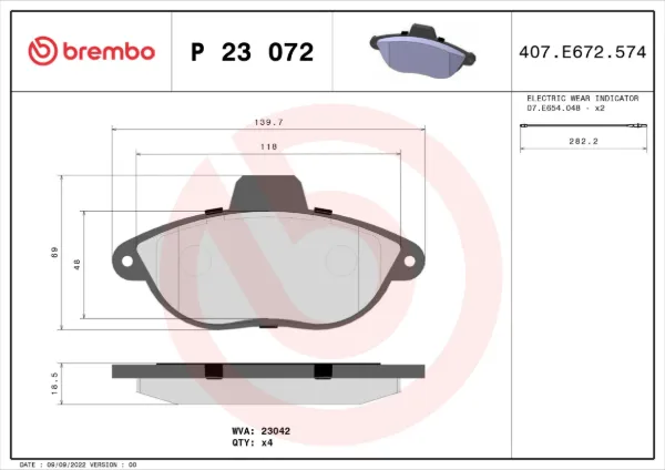 Передние тормозные колодки P23072 Brembo