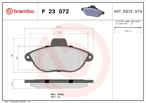 Передние тормозные колодки P23072 Brembo