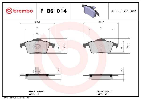 Задние тормозные колодки P86014 Brembo