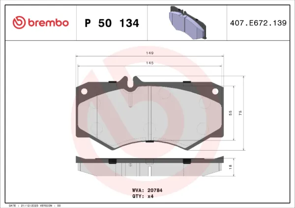 Передние тормозные колодки P50134 Brembo