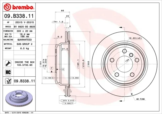 Тормозные диски 09B33811 Brembo