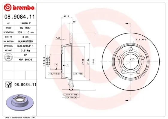 Тормозные диски 08908411 Brembo