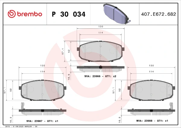 Передние тормозные колодки P30034 Brembo