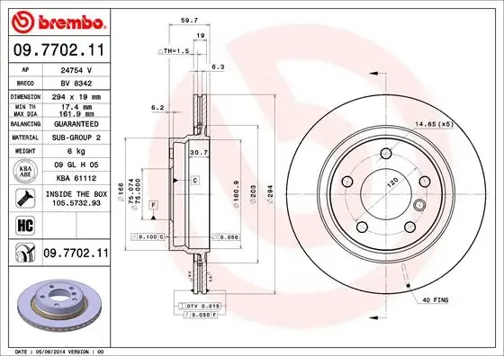 Тормозные диски 09770211 Brembo