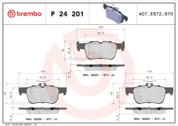 Задние тормозные колодки P24201 Brembo