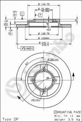 Передние тормозные диски 08308210 Brembo