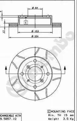 Передние тормозные диски 09585775 Brembo