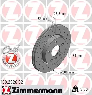 Передние тормозные диски 150292652 Zimmermann