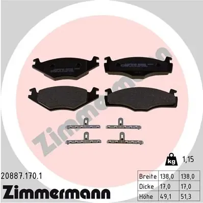 Передние тормозные колодки 208871701 Zimmermann