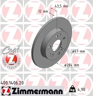 Передние тормозные диски 400140620 Zimmermann